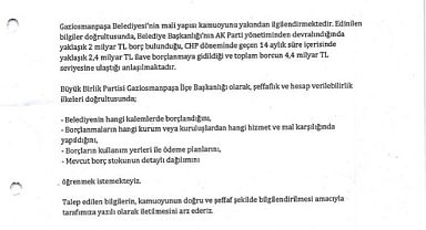 BÜYÜK BİRLİK PARTİSİ, GAZİOSMANPAŞA BELEDİYESİ’NDEN MALİ YAPI BİLGİSİ İSTEDİ...