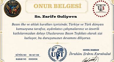 Uluslararası Basın Teşkilatı’ndan Zərifə Quliyeva'ya Onur Belgesi...